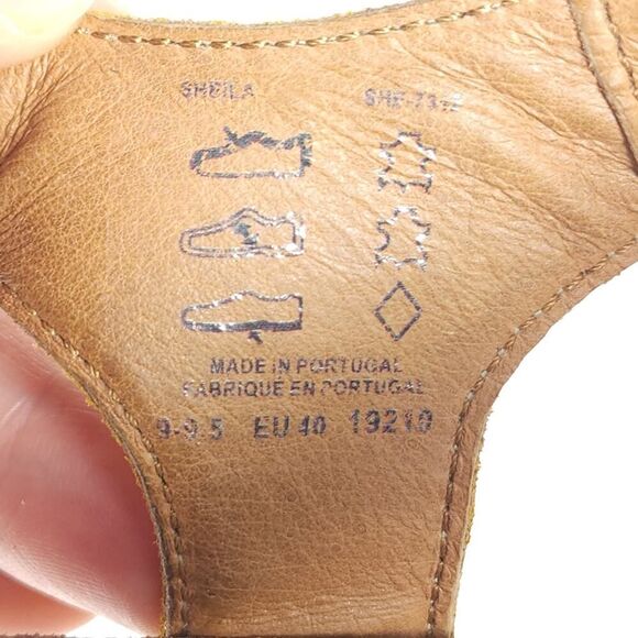 Taos Women’s Sheila EU40 US 9-9,5 Yellow Leather T Strap Open-Toe Wedge Sandal - Picture 10 of 16